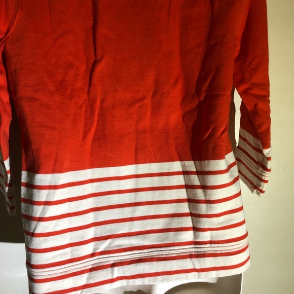 J crew blk lbl szXS orng-red/wht stripe sweatshirt - Picture 6 of 7